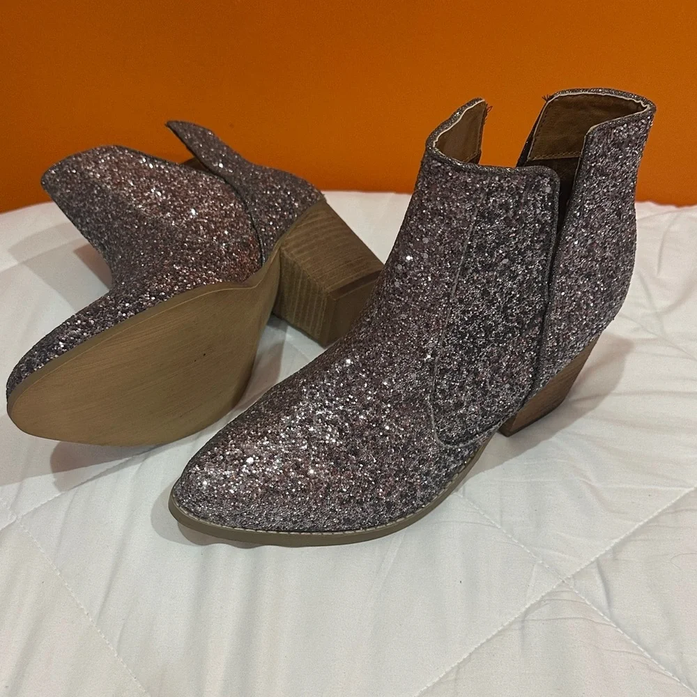 NEW Not Rated Glitter Ankle Boots - Pink size 8.5 - Picture 4 of 8